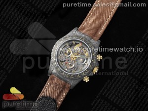 Daytona DIW Carbon DIWF Best Edition Skeleton YG Arabic Dial on Brown Nylon Strap SA4130