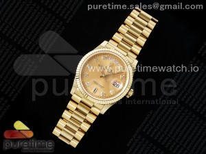 Day Date 36 YG TWSF Best Edition YG Diamonds Dial on YG Bracelet A2836