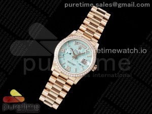 Day Date 36 RG TWSF Best Edition Blue Roman Diamonds Dial Diamonds Bezel on RG Bracelet A2836