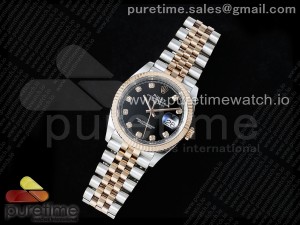 DateJust 36 126231 APF 1:1 Best Edition 904L Steel Black Diamonds Dial on SS/RG Jubilee Bracelet VR3235