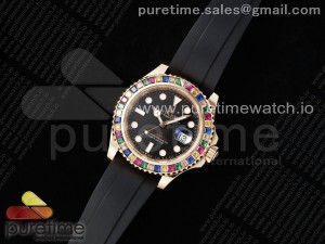 Yacht-Master 126655 KF 1:1 Best Edition Rainbow Bezel RG Wrapped on Oysterflex Strap VR3235 (Gen Weight)