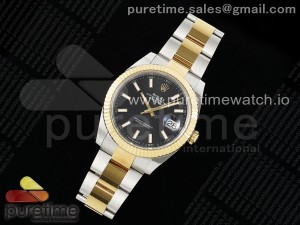 DateJust 41 126333 Clean 1:1 Best Edition 904L Steel Black Stick Dial on SS/YG Oyster Bracelet VR3235