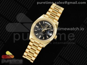 Day Date 40 YG 228238 ARF 1:1 Best Edition Black Dial Crystal Markers on President Bracelet VR3255