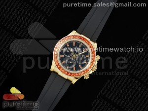 Daytona 116518 YG Orange Crystal Bezel N6F Best Edition Black Dial on Oysterflex Strap SA4130