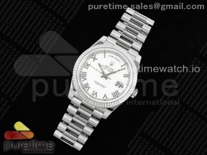 DayDate 40 SS JDF 904L Steel White Roman Dial on President Bracelet VR3255 V3 (Gain Weight)