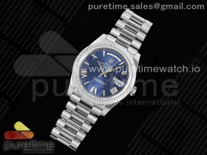 DayDate 40 SS JDF 904L Steel Blue Roman Dial on President Bracelet VR3255 V3 (Gain Weight)