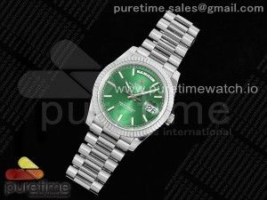 DayDate 40 SS JDF 904L Steel Light Green Stick Dial on President Bracelet VR3255 V3 (Gain Weight)