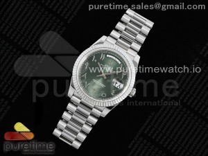 DayDate 40 SS JDF 904L Steel Green Arabic Dial on President Bracelet VR3255 V3 (Gain Weight)