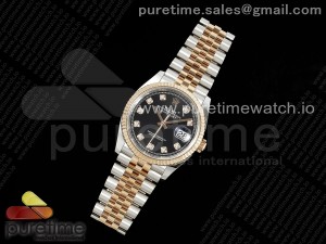 DateJust 36 126231 Clean 1:1 Best Edition 904L Steel Black Diamonds Dial on SS/RG Jubilee Bracelet VR3235