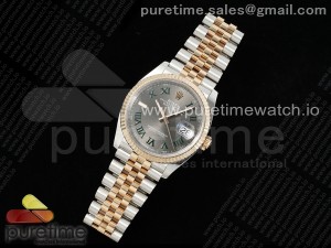 DateJust 36 126231 Clean 1:1 Best Edition 904L Steel Gray DIal Green Roman Marker on SS/RG Jubilee Bracelet VR3235