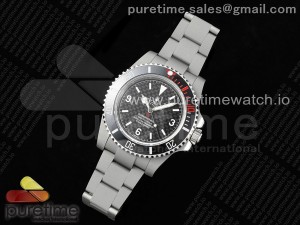 Submariner Sandblasted JDF Best Edition Black Ceramic Bezel Carbon Dial Dial on SS Bracelet SA3130