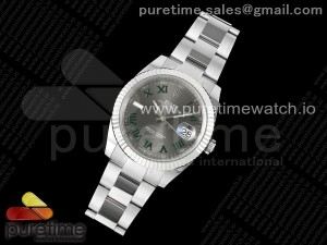 DateJust 41 126334 C+F 1:1 Best Edition 904L Steel Gray Dial Green Roman on SS Oyster Bracelet VR3235