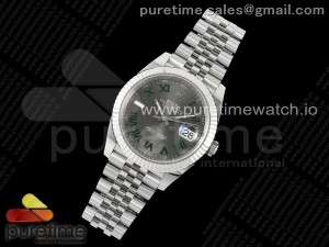 DateJust 41 126334 C+F 1:1 Best Edition 904L Steel Gray Dial Green Roman on SS Jubilee Bracelet VR3235