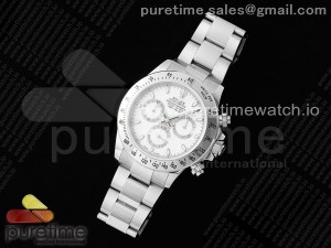 Daytona 116520 JDF 1:1 Best Edition 904L Steel White Dial on SS Bracelet A7750