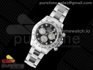 Daytona 126509 QF 1:1 Best Edition Black/Silver Diamonds Dial on SS Braclet SH4131 V5