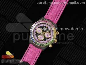 Daytona DIW Carbon Rainbow EF Best Edition Pink/Black Dial on Pink Nylon Strap A7750