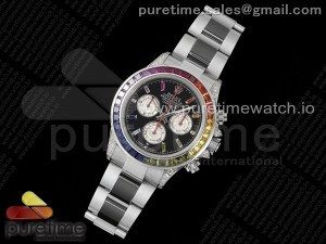 Daytona SS Rainbow EF Best Edition Black/Silver Rainbow Dial on SS Bracelet A7750