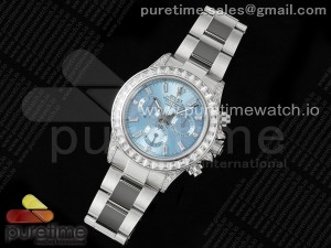 Daytona SS Diamonds Bezel EF Best Edition Ice Blue Dial on SS Bracelet A7750