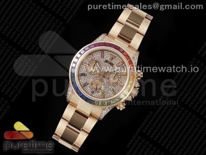 Daytona RG Rainbow EF Best Edition Full Diamonds Dial on RG Bracelet A7750