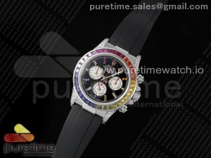 Daytona SS Rainbow EF Best Edition Black/Silver Rainbow Dial on Oysterflex Strap A7750