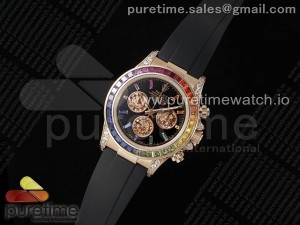 Daytona RG Rainbow EF Best Edition Black Crystral Dial Style 2 on Oysterflex Strap A7750