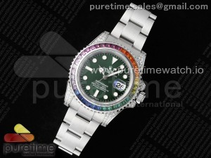 Submariner 40mm Rainbow EF Best Edition Green Dial on SS Bracelet SA3135