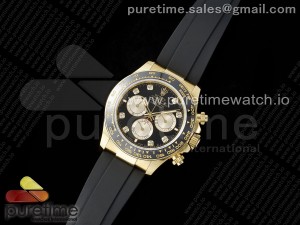 Daytona 126518 QF 1:1 Best Edition Black/YG Diamonds Dial on Oysterflex Strap SH4131 V6 (Weighted)