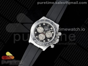 Daytona 126519 QF 1:1 Best Edition Black/Silver Diamonds Dial on Oysterflex Strap SH4131 V6 (Weighted)