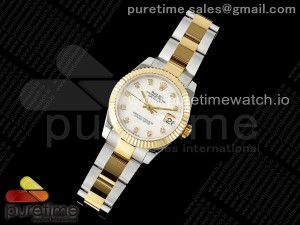 DateJust 31 278273 SS/YG GMF 1:1 Best Edition 904L Steel White MOP Diamonds Dial on Oyster Bracelet A2824