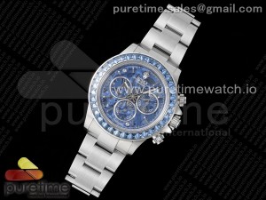 Daytona Arolla SONIC Best Edition Blue Crystal Skeleton Dial Diamonds Bezel on SS Oyster Bracelet SA4130