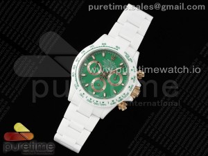 Daytona AET White Solid Ceramic Case and Bracelet Green Dial N6F 1:1 Best Edition DD4801