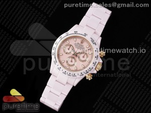 Daytona AET White Solid Pink Ceramic Case and Bracelet Pink Dial N6F 1:1 Best Edition DD4801