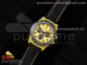 Daytona DIW Yellow Carbon N6F 1:1 Best Edition Yellow Dial on Black Nylon Strap SA4130