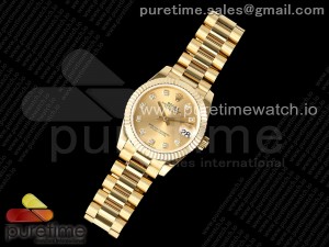 DateJust 31 Ladies 278288 GMF YG Diamonds Dial on YG President Bracelet A2824