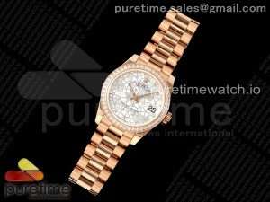 DateJust 31 Ladies 278285rbr GMF Silver Flora Dial on RG President Bracelet A2824