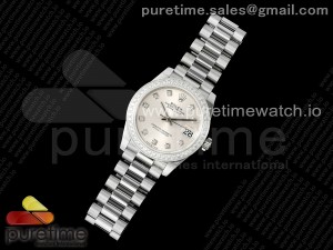 DateJust 31 Ladies 278289rbr GMF Silver Diamonds Dial on SS President Bracelet A2824