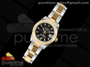 DateJust 31 278273 SS/YG GMF 1:1 Best Edition 904L Steel Black Stick Dial on Oyster Bracelet A2824