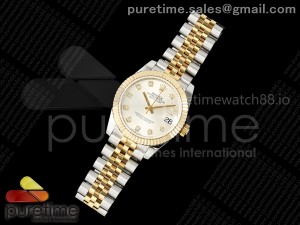 DateJust 31 278273 SS/YG GMF 1:1 Best Edition 904L Steel Silver Diamonds Dial on Jubilee Bracelet A2824