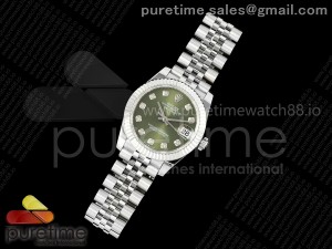 DateJust 31 278274 SS GMF 1:1 Best Edition 904L Steel Green Diamonds Dial on Jubilee Bracelet A2824