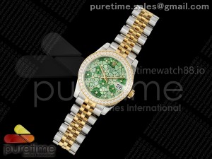 DateJust 31 278273 SS/YG GMF 1:1 Best Edition 904L Steel Green Flower Dial Diamonds Bezel on Jubilee Bracelet A2824