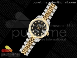 DateJust 31 278273 SS/YG GMF 1:1 Best Edition 904L Steel Black Diamonds Dial on Jubilee Bracelet A2824