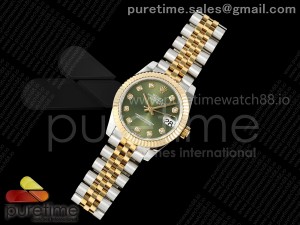 DateJust 31 278273 SS/YG GMF 1:1 Best Edition 904L Steel Green Diamonds Dial on Jubilee Bracelet A2824