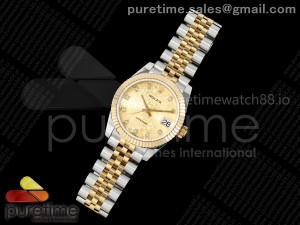 DateJust 31 278273 SS/YG GMF 1:1 Best Edition 904L Steel YG Textured Diamonds Dial on Jubilee Bracelet A2824