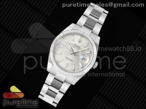 DateJust 41 126334 EWEF 1:1 Best Edition Silver Stick Dial on Oyster Bracelet A3235