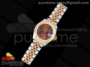 DateJust 28 SS/RG JDF 1:1 Best Edition Brown Roman Dial on SS/RG President Bracelet A2671