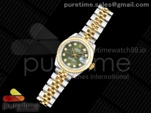 DateJust 28 SS/YG JDF 1:1 Best Edition Green Diamonds Dial on SS/YG President Bracelet A2671