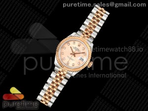 DateJust 28 SS/RG JDF 1:1 Best Edition RG Diamonds Dial on SS/RG President Bracelet A2671