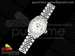 DateJust 28 SS JDF 1:1 Best Edition White MOP Dial on SS President Bracelet A2671