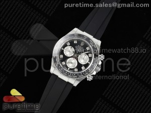 Daytona 126519 APSF 1:1 Best Edition Black/Silver Diamonds Dial on Oysterflex Rubber Strap SH4131 (Gain Weight)