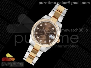 DateJust 41 126331 EWEF 1:1 Best Edition Brown Diamonds Dial on SS/RG Oyster Bracelet A3235